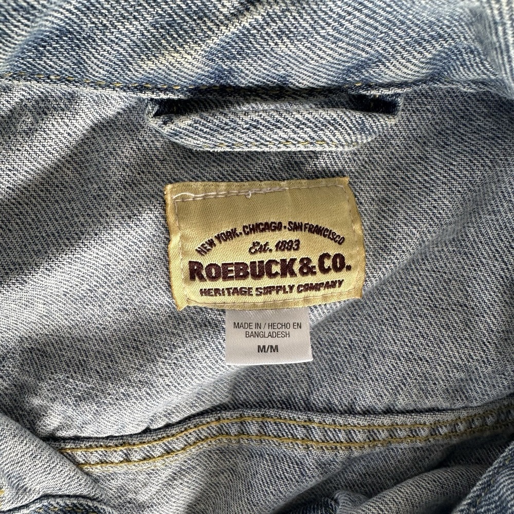 Sears Roebucks Denim Trucker Jacket Mens Medium 100% cotton Jean jacket - Picture 5 of 11